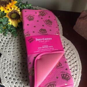 Juicy Couture Pink Dish Drying Mats with Gold Accents - Pack of 2